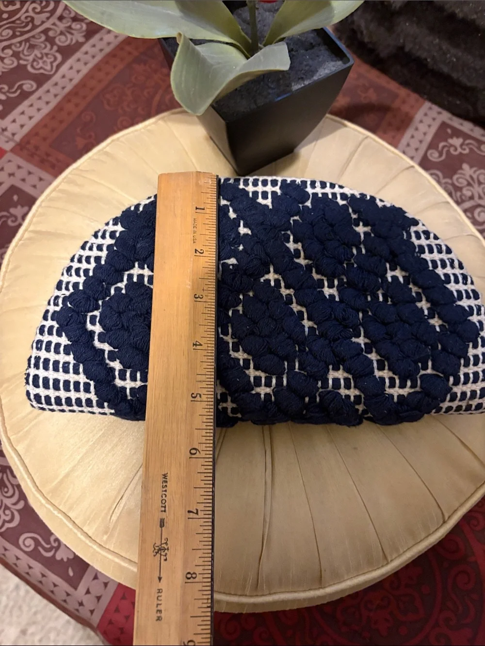 NWT Universal Thread Navy and Tan Braided Woven Clutch with Tassel Accent